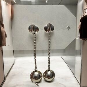 Robert Lee Morris chain drop earrings Silver tone modernist designer